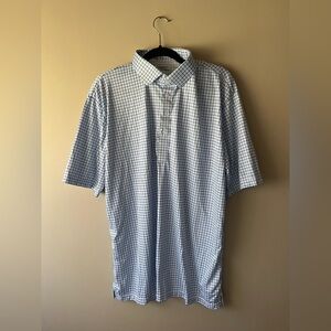 Collars & Co Men's Blue Check Short Sleeve Polo Shirt XL NWOT